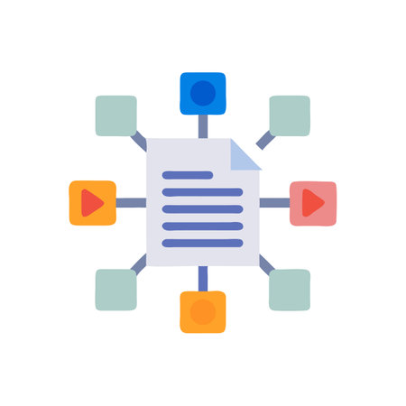 Data network illustration showing interconnected elements in minimalist designのイラスト素材
