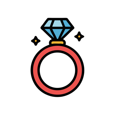 Engagement ring icon with diamond on black background designのイラスト素材