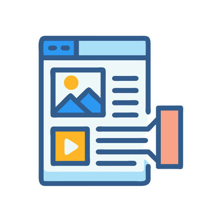 Website interface illustration depicting content sliders and multimedia formatのイラスト素材