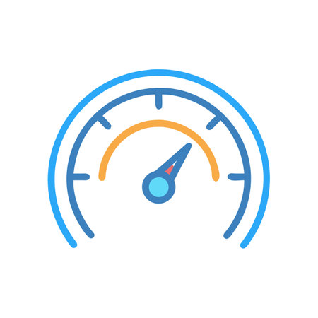 Blue speedometer gauge illustration icon on black backgroundのイラスト素材