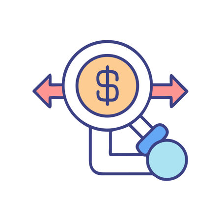 Flat illustration showing financial analysis and money movementのイラスト素材