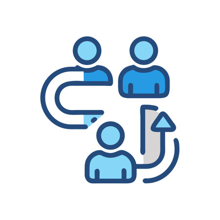 Connected Teamwork and People Process Flow Diagram Conceptのイラスト素材