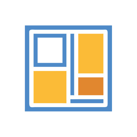 Abstract geometric layout with blue frame and warm colors