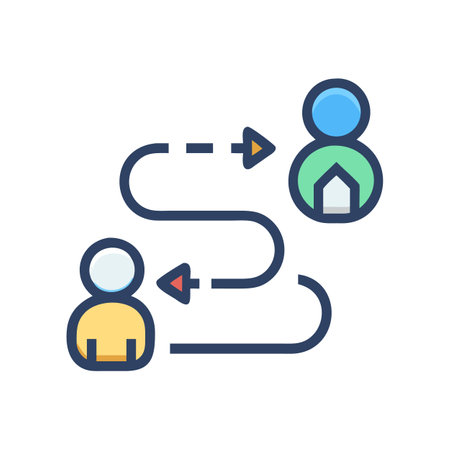 Two people connected by a complex route graphic illustrationのイラスト素材