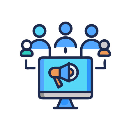 Digital marketing illustration showcasing online communication with target audienceのイラスト素材