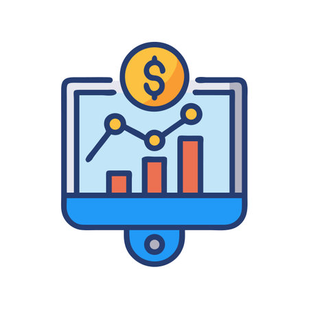 Financial growth report on digital display with dollar iconのイラスト素材