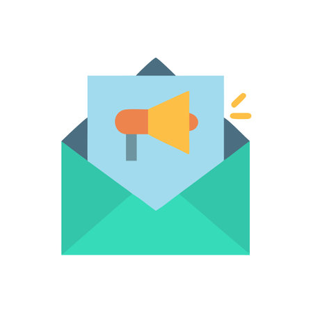 Stylized promotional email with megaphone graphic on a black backgroundのイラスト素材