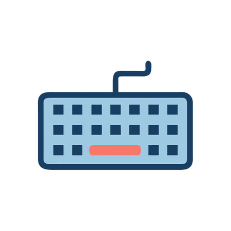 Minimalist keyboard icon with cable isolated on black backgroundのイラスト素材
