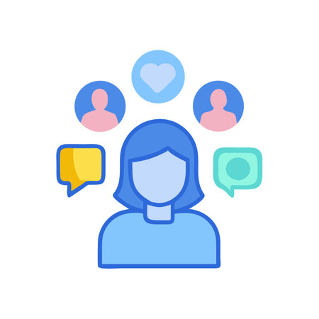 Vector illustration of person with social media communication symbolsのイラスト素材