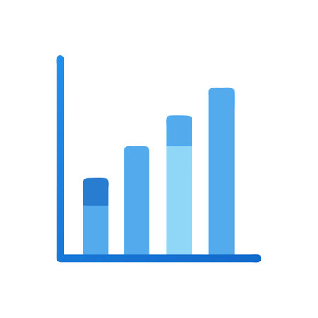 Blue bar graph showing ascending data trend on blackのイラスト素材