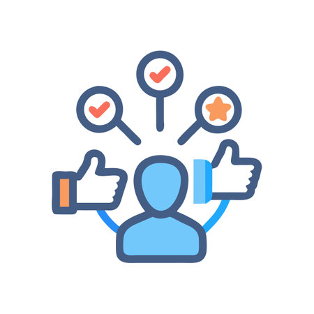 Feedback loop with ratings, checks, star, and person iconのイラスト素材