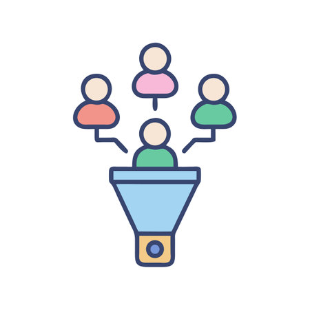 Lead generation funnel with people icon for conversion processのイラスト素材