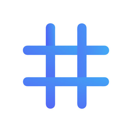Gradient Hashtag Icon on Black Background, Square Composition