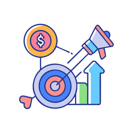 Business Strategy Concept: Marketing and Target Achievement Illustrationのイラスト素材