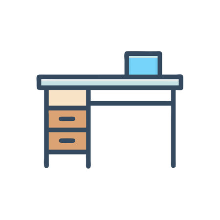 Minimalist desk illustration with drawers on a black backgroundのイラスト素材