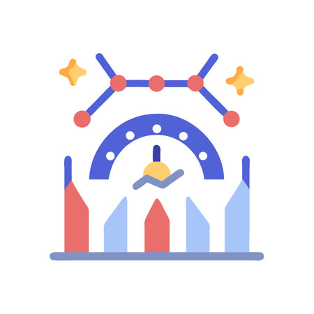 Colorful abstract data chart with celestial elements illustrationのイラスト素材