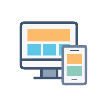 Responsive design concept showing desktop and mobile web layoutのイラスト素材