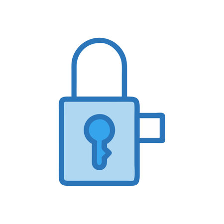 Stylized blue padlock icon on black background offers securityのイラスト素材