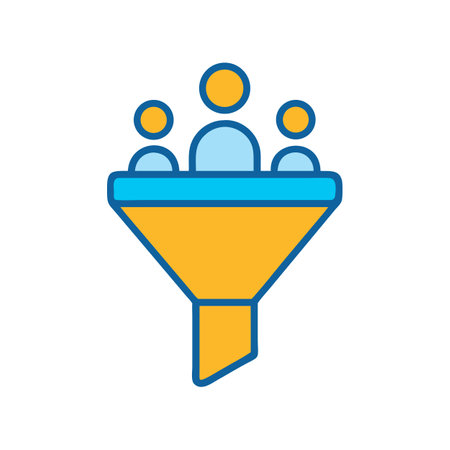 Funnel filtering people colorful vector icon on black backgroundのイラスト素材