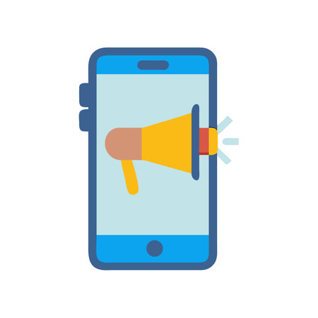 Smartphone promotion illustration with megaphone symbol for advertising campaignのイラスト素材