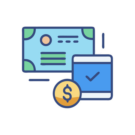 Money transfer completed online or banking application, finance paymentのイラスト素材