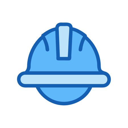 Blue Construction Hard Hat Flat Icon for Safetyのイラスト素材