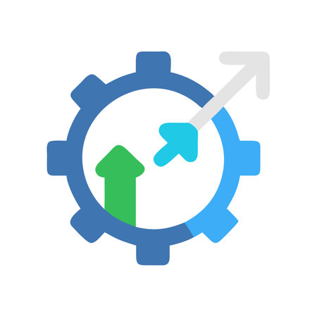Gear with upward arrows depicting growth and progress strategyのイラスト素材