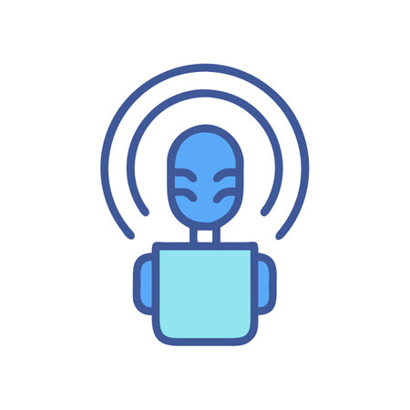 Modern podcasting icon illustration in shades of blueのイラスト素材