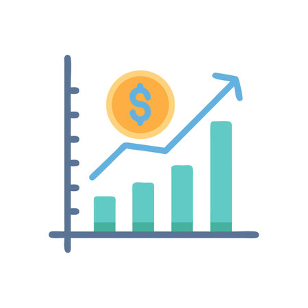 Graphical representation of economic growth trend with dollar coinのイラスト素材