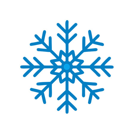 Simple blue snowflake design on stark black background image