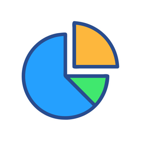 Colorful pie chart illustrates data analysis on black backgroundのイラスト素材