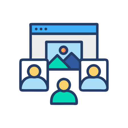 Virtual Team Collaboration Icon Representing Online Meeting Environmentのイラスト素材