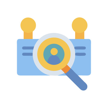 Job searching flat style illustration with magnifying glass iconのイラスト素材