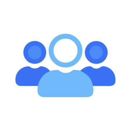 Three stylized figures represent teamwork collaboration in blue tonesのイラスト素材