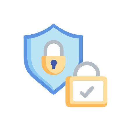 Security Shield and Unlocked Padlock Flat Icon on Blackのイラスト素材