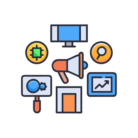 Digital marketing and SEO flat vector icon illustrationのイラスト素材