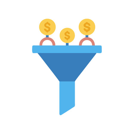 Money funnel illustration with US dollar symbol coinsのイラスト素材