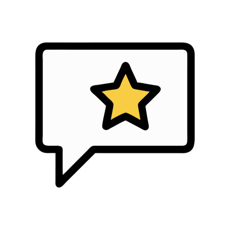 Gold star icon inside white message bubble on blackのイラスト素材