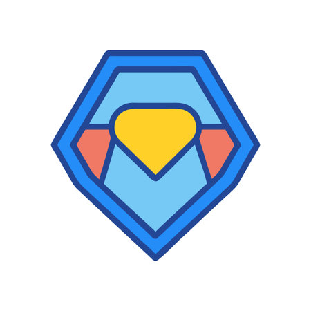 Abstract shield icon with geometric shapes and vibrant colorsのイラスト素材