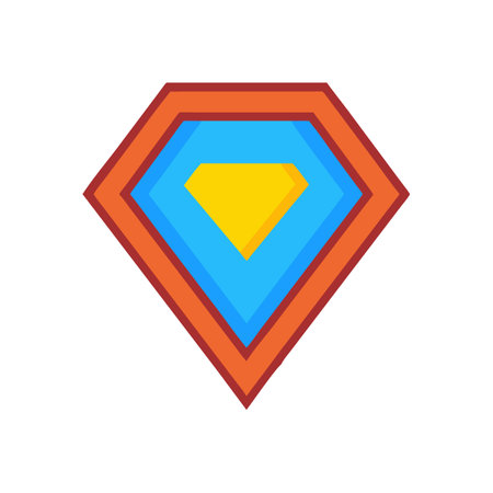 Geometric superhero badge graphic in vibrant colors on blackのイラスト素材
