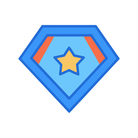 Geometric superhero badge with a star on a black backgroundのイラスト素材