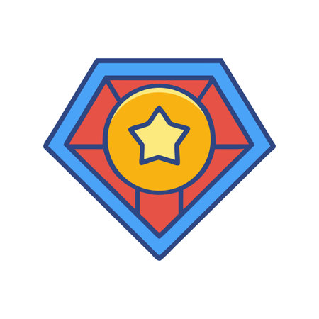 Modern Superhero Badge Icon on Black Background with Starのイラスト素材