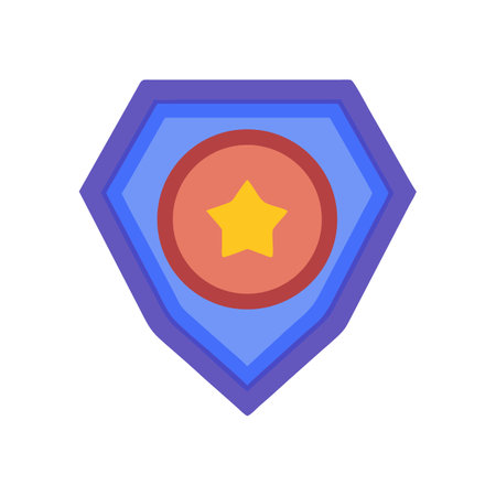 Flat design badge with a star on a black backgroundのイラスト素材