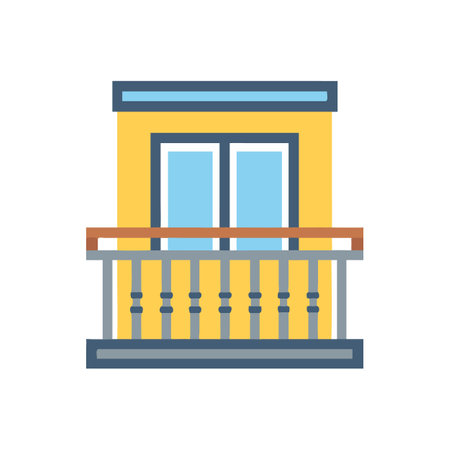 Stylized balcony exterior on black background for digital designのイラスト素材