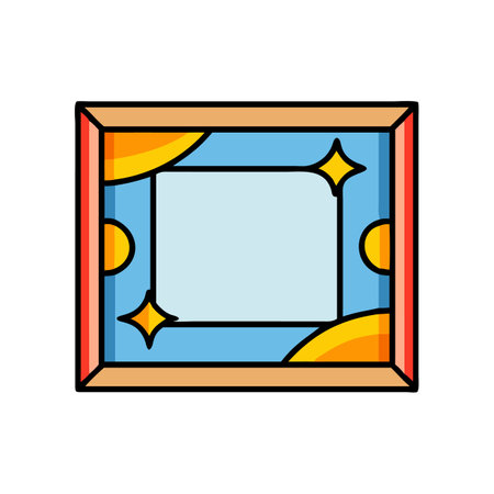 Decorative frame icon with retro geometric shapes and starsのイラスト素材
