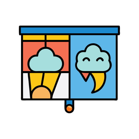Flat icon illustration of weather forecast on rolling shutterのイラスト素材