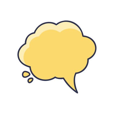 Yellow speech bubble graphic on a solid black background