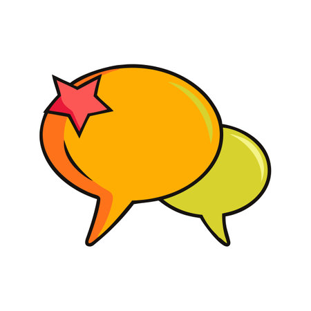 Colorful speech bubbles with a star on black backgroundのイラスト素材