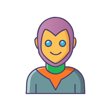 Cartoon alien character smiling in a space suit graphicのイラスト素材