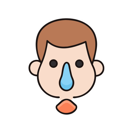 Iconic sick face depicting common cold or flu symptomsのイラスト素材